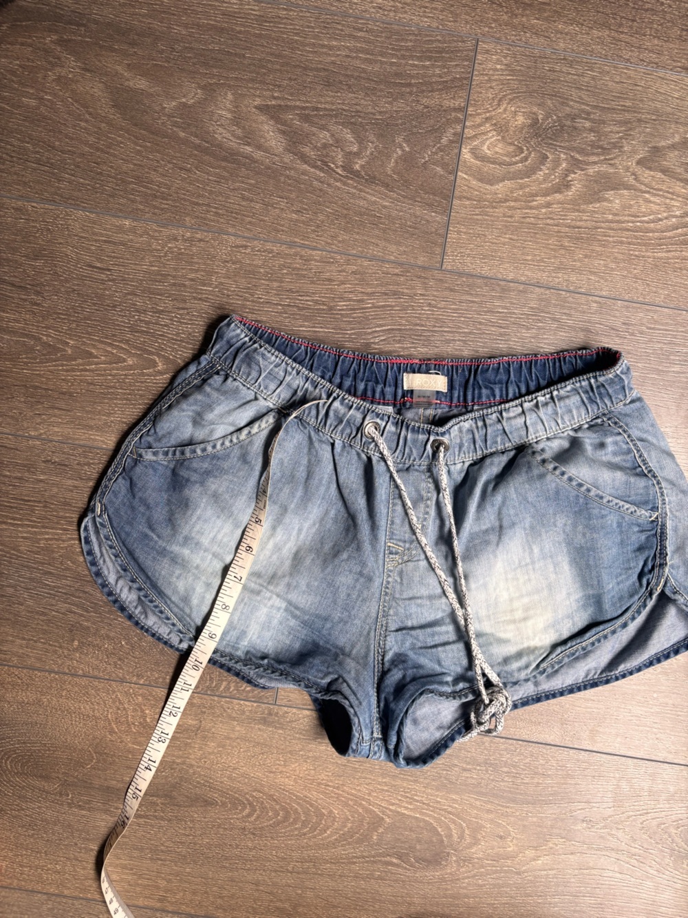 Roxy Light Chambray Denim-Style Drawstring Shorts - Picture 2 of 7